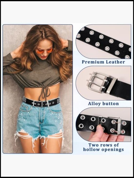 Faux Leather Studded Belts Set Punk Goth Y2K Style Accessories main image 5